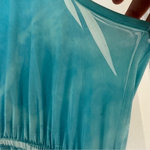 Live and Let Live Butterfly Print Sleeveless Dress Turquoise Blue Y2K Style Sz M - Picture 7 of 12